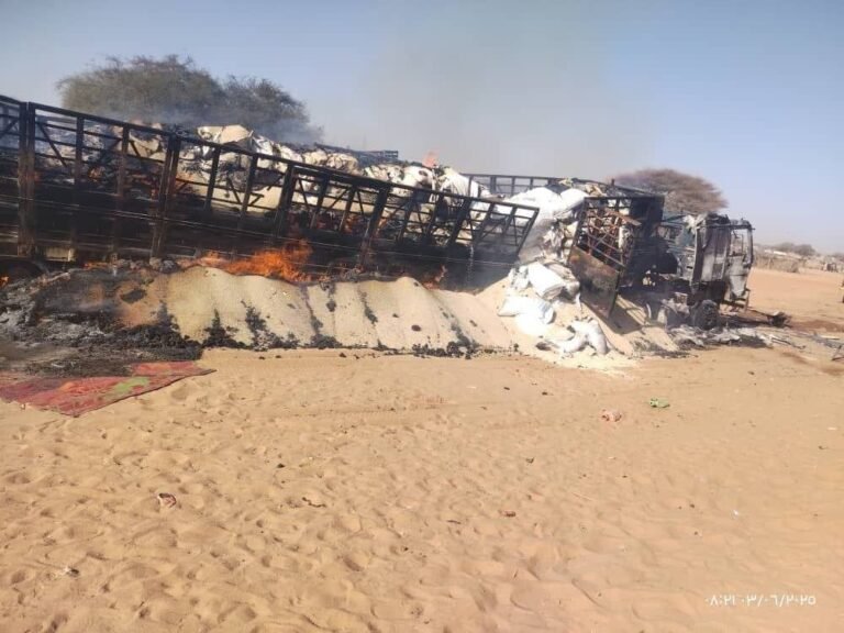 قافلة اغاثية مدمرة